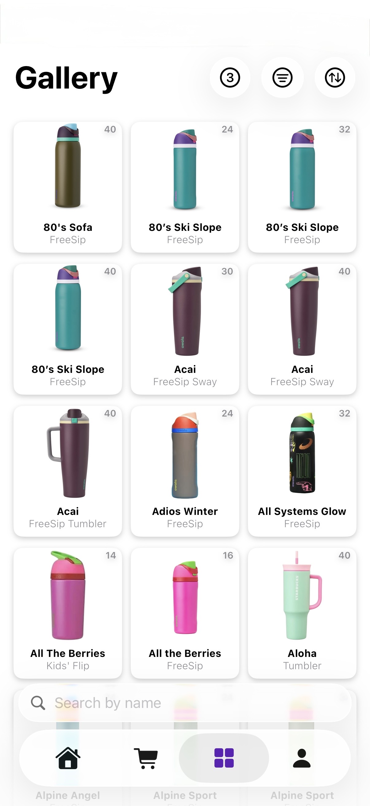 Complete cup catalog showing all colors